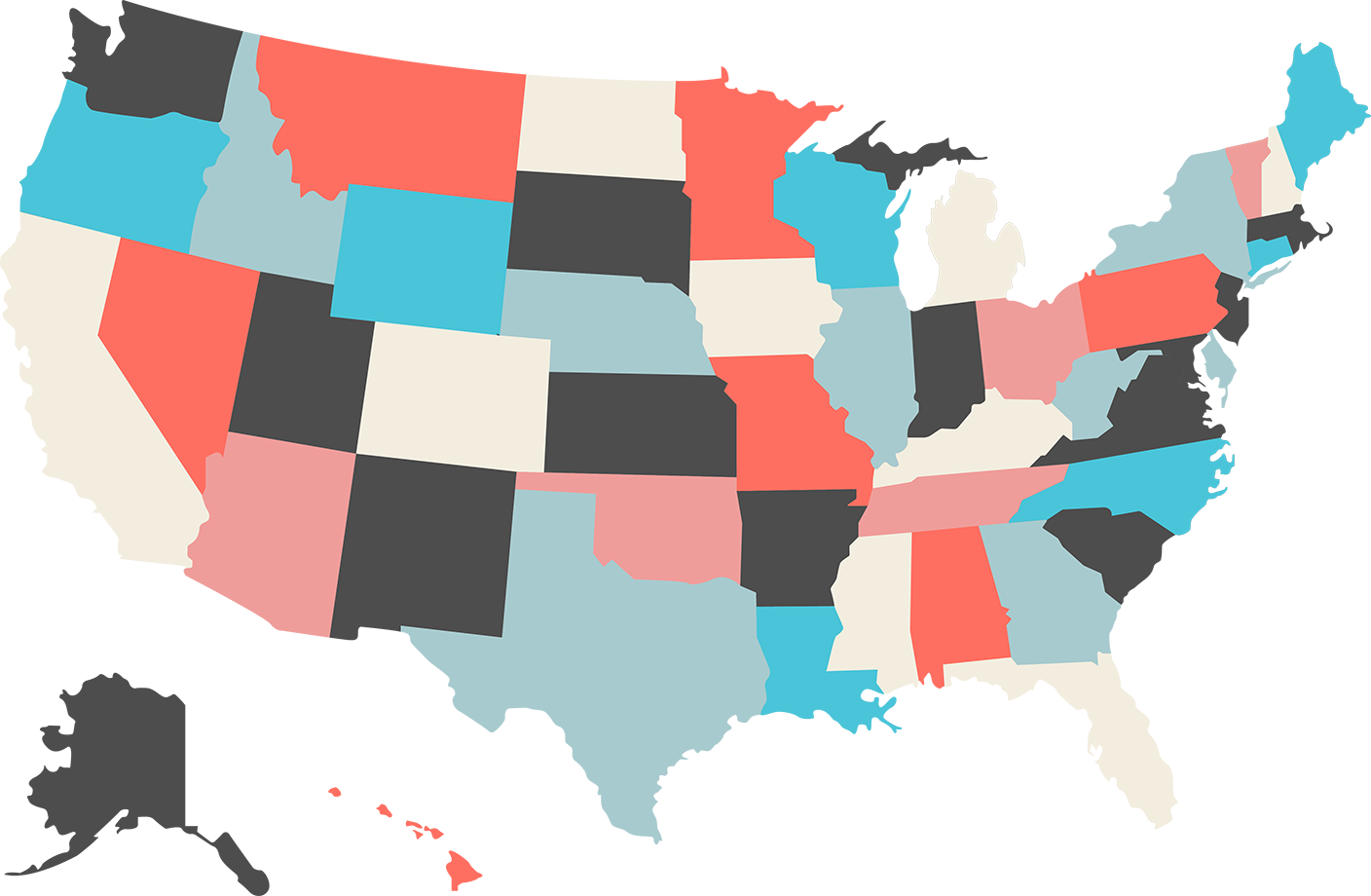 Colorful illustrated map of the United States