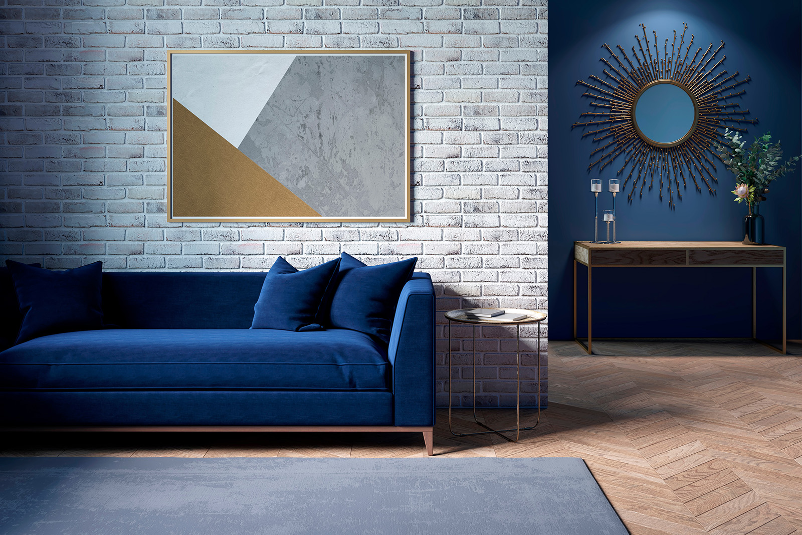 Hallway Blue Accent Wall
