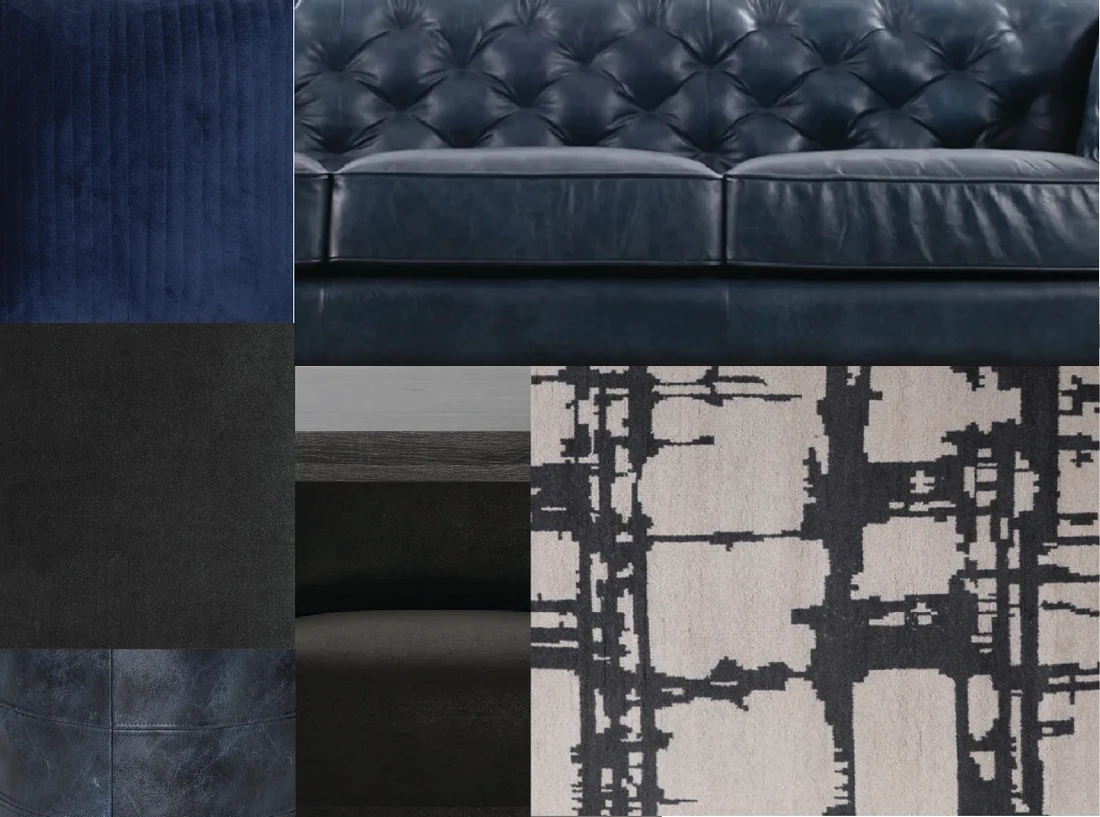 Moody and raw industrial color palette board