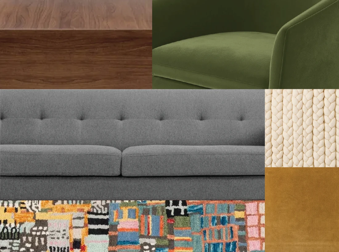 Warm and retro mid-century color palette board