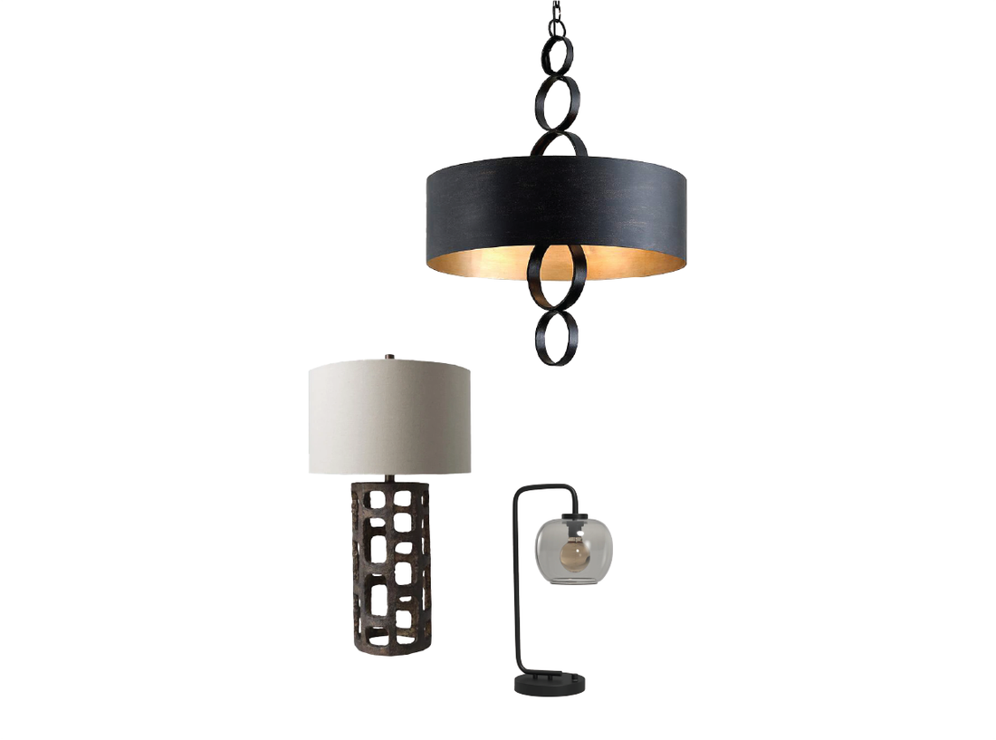Metal and exposed-bulb industrial lighting